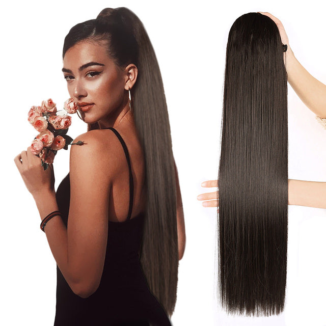 Straight 30 inch Milano Clip-In Ponytail 30 inch